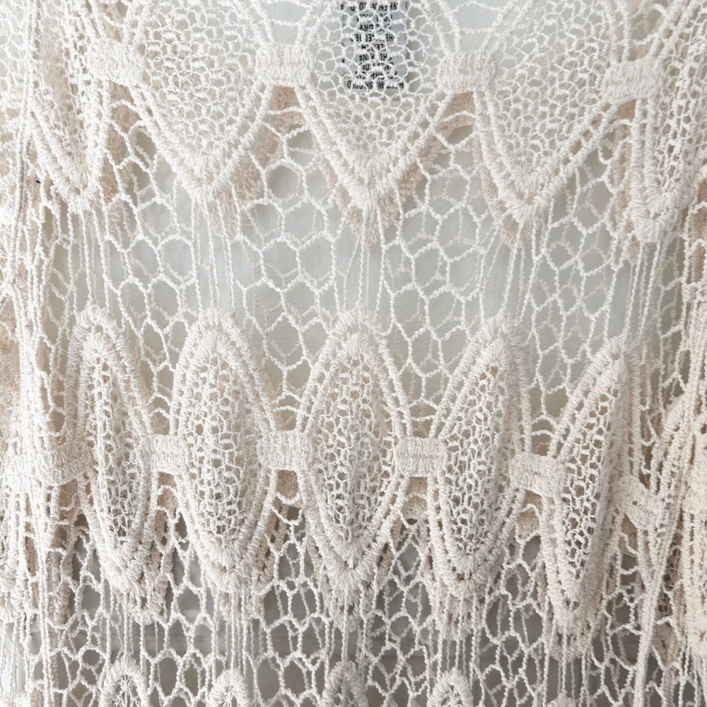 🌻 Pinky XL Cream Boho Crochet Lace Blouse - Picture 6 of 8